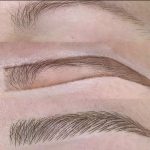 İnce kaş yapısında doğal dolgunluk sağlandı İzmir Karşıyaka microblading kaş yenileme öncesi sonrası
