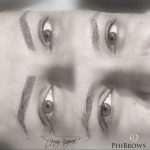 Doğal altın oranla şekillendirilmiş microblading kaş uygulamasının öncesi-sonrası görüntüsü. Microblading uygulaması öncesi ve sonrası sonucu gösteren fotoğraf – İzmir kaş stüdyosu